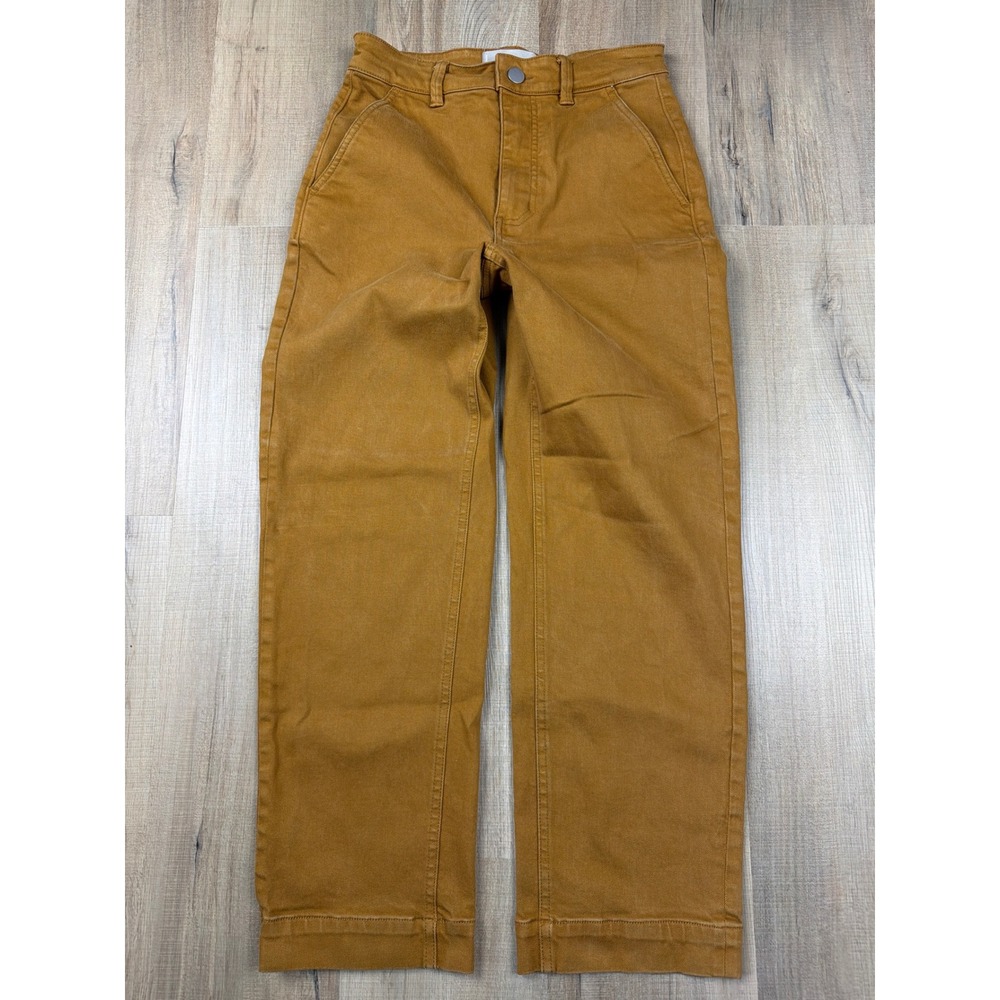 Everlane Cropped Straight Leg Pants Ochre Brown Cotton Stretch Utility Size 2